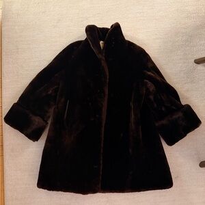 Vintage Brown Lamb Fur Coat with French Cuffs